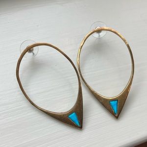 Mana Culture Bohemian Open Hoop Turquoise Earrings